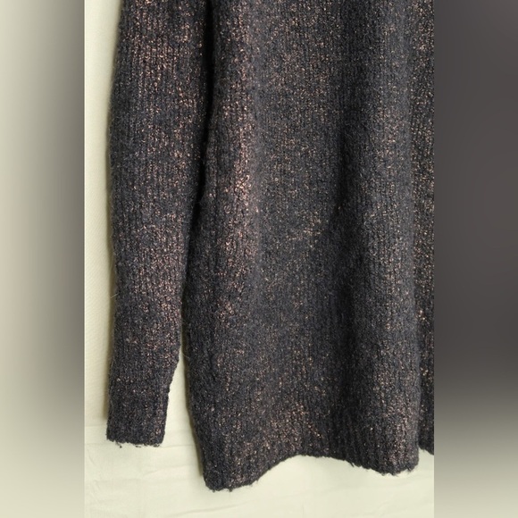 Hinge Alpaca Cardigan Sweater Wool Blend Metallic Bronze Snap Front Women’s Sz L - Picture 9 of 13